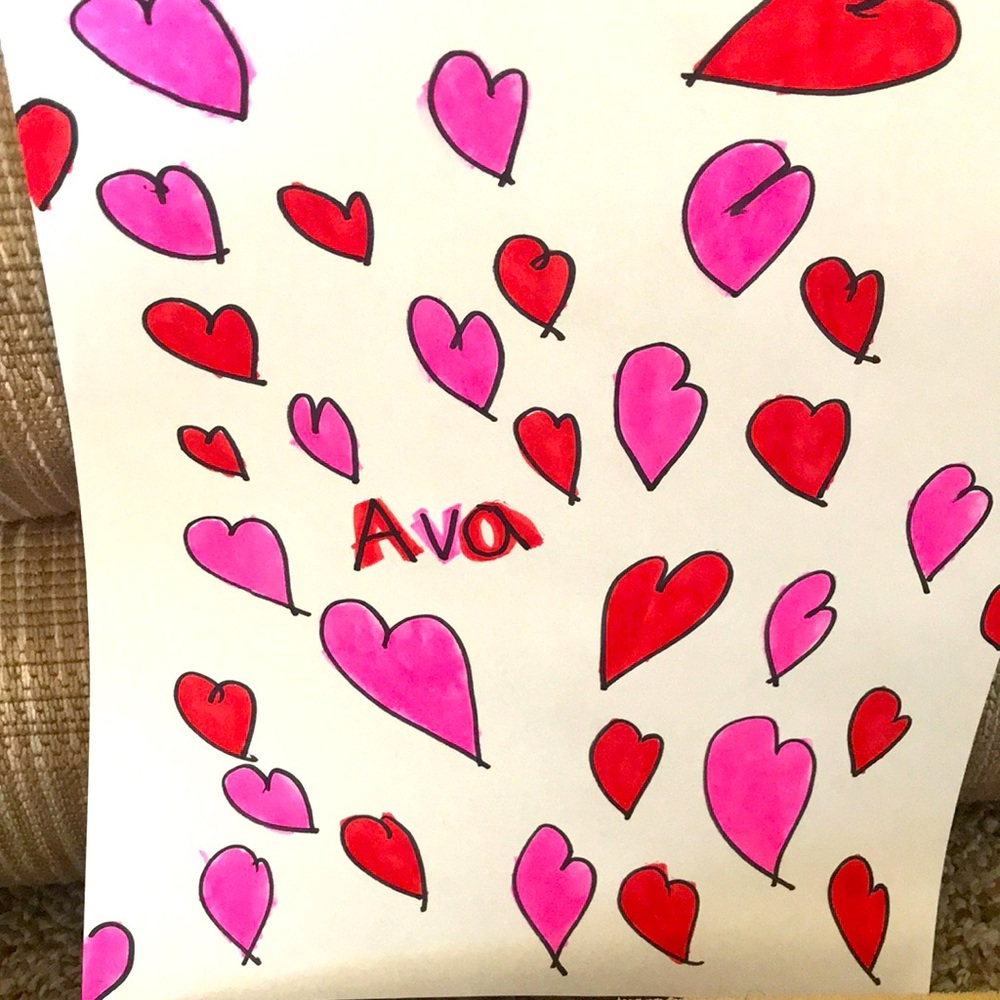 Heart and name Ava pink and red hearts